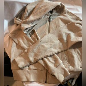 Beige Zip-Up Hoodie